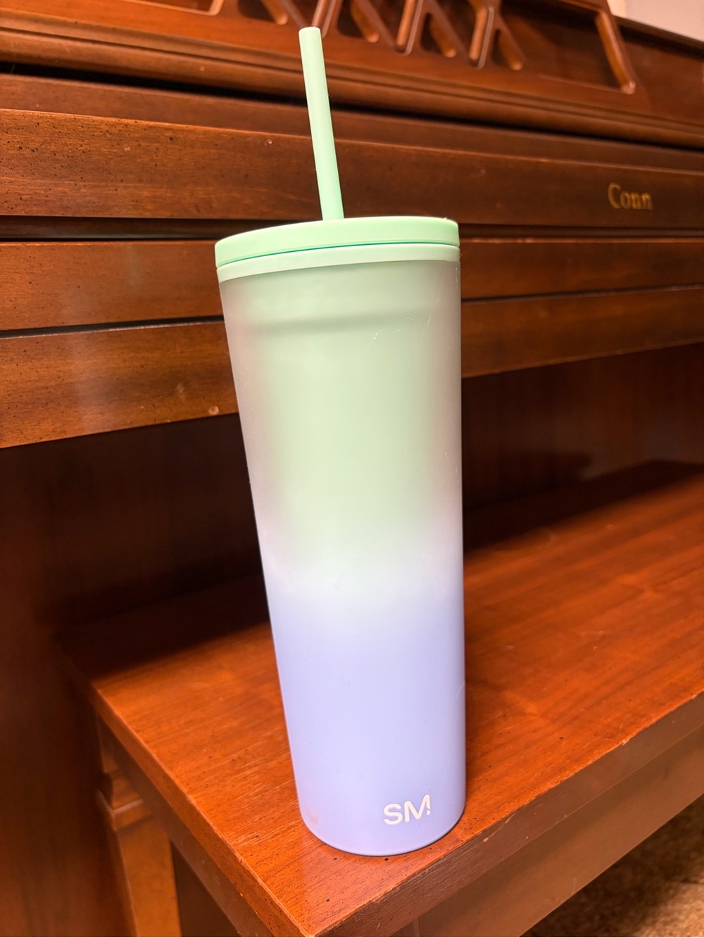 SM Matte Mint-to-Lavender Gradient Tumbler with Straw